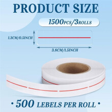 3 Rollen Spuitlijnstickers 1,5" X 0,5" Doseringmarkering Transparant Etiket Helderrode Indicatorlijn Apotheeketiketten
