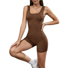 Combinaisons de Sport pour Femmes Sans Dos, ContrĂ´le Du Ventre, Sans Manches Brun XS