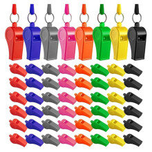 Conjunto de 48 Apitos Esportivos, Apitos de Plástico Potentes para Treinadores, Treinamento de Emergência, Apito Esportivo com Pulseira