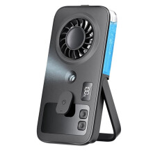 Tragbarer Handventilator mit Sprühfunktion, Wiederaufladbar, 4 Geschwindigkeitsstufen, LED-Anzeige, Persönlicher Wassersprühventilator, Schwarz
