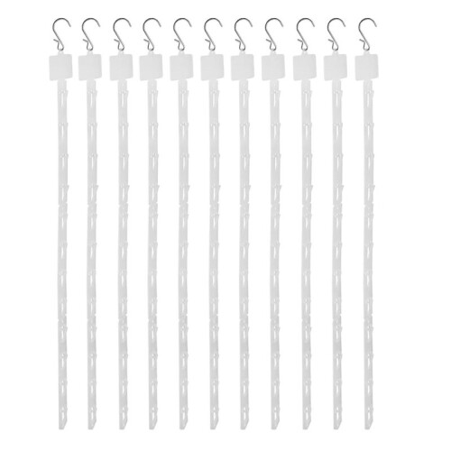 12 Pack Station Hanging Merchandise Strips with S Hooks, Plastic Display Strpis for Retail Display with Label Header