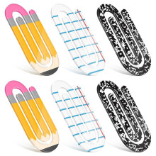 Back to School Acrylic Paper Clips, Clear Jumbo Bookmarks for DIY Crafts, School Decor 6Pcs