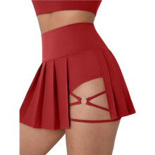 Pleated Skirts for Women High Waist Skirt Casual Basic Skirts Red M