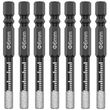 7 Pcs Dry Diamond Drill Bits Set 6mm Vacuum Brazed Core Drill Bit Quick Change Hex Shank for Porcelain Granite