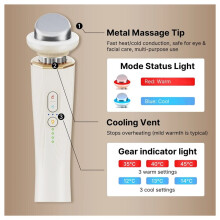 Appareil de Beauté Électrique Portatif pour le Visage avec Lumière Rouge Chaude et Froide pour un Massage Raffermissant et Liftant de la Peau