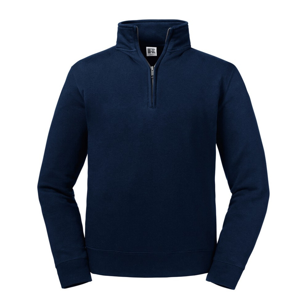 Russell (S, French Navy) Mens Authentic Zip Neck Sweatshirt Blue,Multicoloured