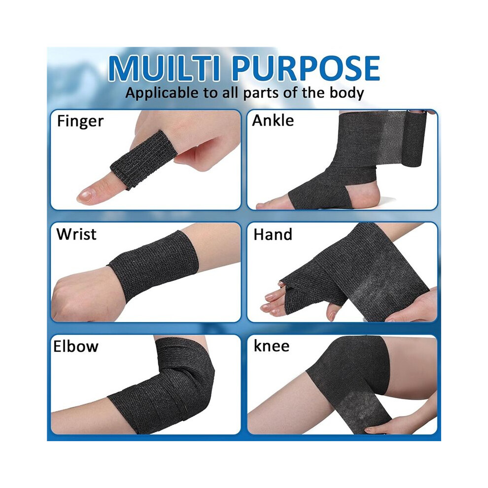 Self Adherent Bandage 10cmx4.5m Cohesive Elastic Wrap, Breathable Sport Tape for Wrist Ankle Knee Leg Sprains 12PCS