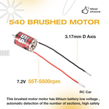 RC Brushed Motor, 540 High Torsion Low Noise Motor 55T-5500rpm for Arrma for Axial Scx10 D90 RC Car