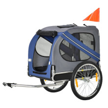 Hondenfietsaanhanger voor buiten, 8 reflectoren, vlag, trekstang inbegrepen, staal, waterdicht polyester
