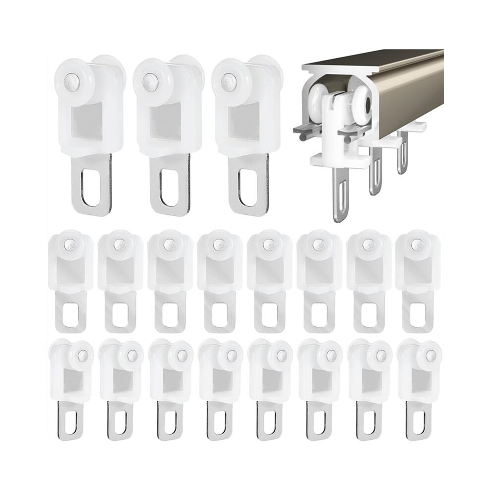 Saudism 50Pcs Curtain Track Rollers,Metal Curtain Gliders For Curtain Rods, Quiet Glide Rollers For Curtain Trac,Easy To Instal