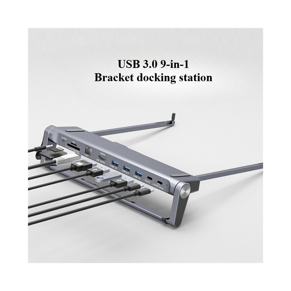 9-in-1 Aluminum Alloy Laptop Height Increasing Heat Dissipation HUB Docking Station Laptop Portable Folding Stand-image-OPC-PVGYXK5-NEW