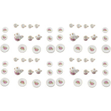 60 Pieces Porcelain Tea Set Dollhouse Miniature Foods Chinese Rose Dishes Cup