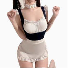 Vaderdagcadeau: Schattige en gehoorzame lingerie met bandjes, dienstmeisjesschort, lingerie voor een kleine buste, grote en pure linger_M