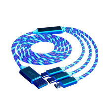 Combinatie-oplaadkabel met meerdere poorten, USB A naar USB C, Micro PD snellaadkabel met verlichte stroomindicator, compatibel met bij_M