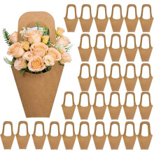 Sacchetti per Fiori, Confezione da 50 Pezzi, Sacchetti per Bouquet, Sacchetti Regalo In Carta con Manico, per Fioristi e Bar Dei Fiori.