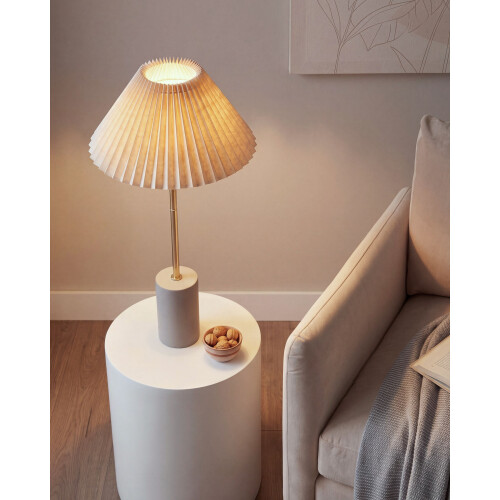 Beliani Table Lamp BALUARTE Faux Linen Beige 1