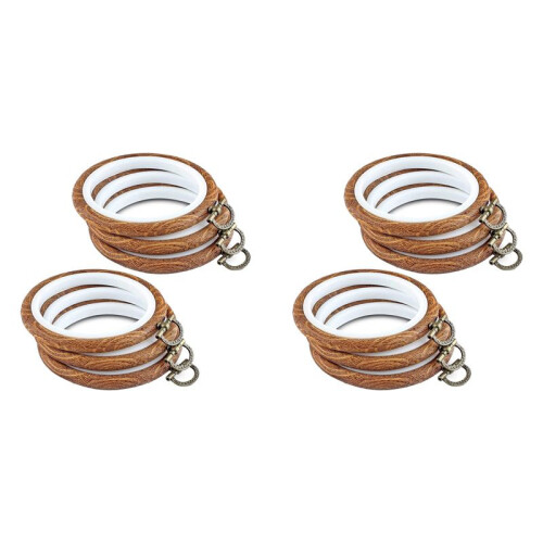 Aros de Bordado 12Pcs Moldura de Bordado Redonda de 3,93 Polegadas com Anel de Metal Imitando Madeira Bordada Círculo Bordado