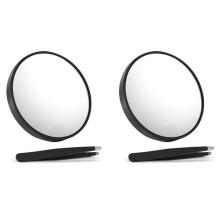 2pcs Espelho de Ampliação 10X com Pinça Espelho de Maquiagem Ampliado com 2 Ventosas para Cuidados Pessoais e Viagens