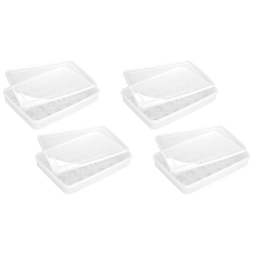 Perfect Deviled Eggs with Ease,4 Clear Egg Containers with Lid Hold 96 Eggs,Easy Carry,Dishwasher Safe Carrier,Stackable