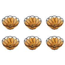 6Stück 7 Zoll Kunststoff Geflochten Korb Obst Gemüse Kekse Container Halter Schwarz+Orange