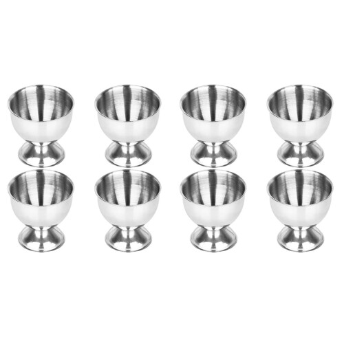 8X Egg Cups Set Stainless Steel Eggs Hard Boiled Eggs and Soft Tray Tool Holders Kitchen, Silver