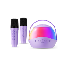 Mini-Karaoke-Maschine, Geschenkidee für Kinder und Erwachsene, tragbarer Karaoke-Lautsprecher mit 2 drahtlosen Mikrofonen, Kindermikrof_M