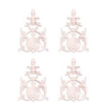 4X Rubber Wood Carved Applique Vintage Furniture Decor