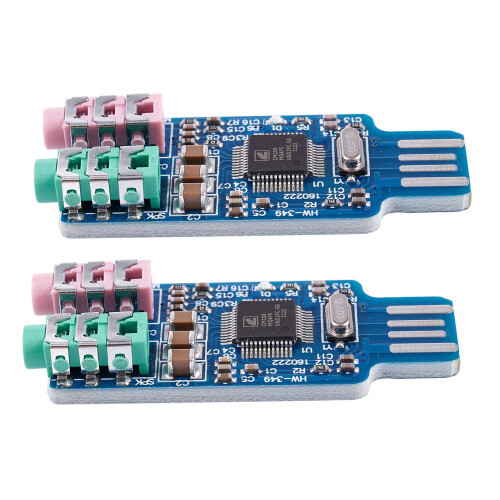 2X Placa de Som USB de Driver Gratuito CM108 Placa de Som USB Chip Azul