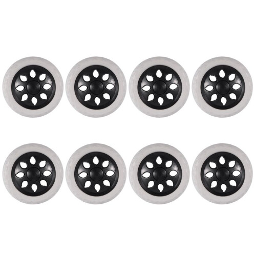 8X Rodízios de Carrinho de Compras com Núcleo de Espuma de Plástico Preto e Branco