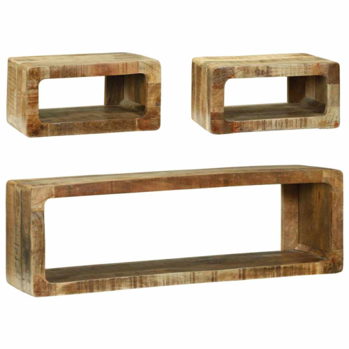 VidaXL vidaXL TV Cabinet Set with Shelf 3 pcs Brown Solid Mango wood 2