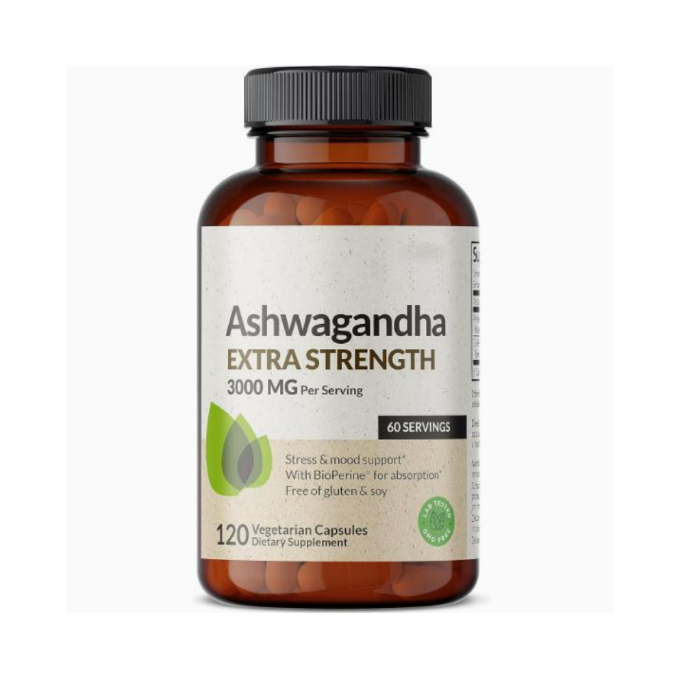 (120 Count (Pack of 1)) Ashwagandha 3000mg Capsules with BioPerine, Stress & Mood Balance Herbal Supplement