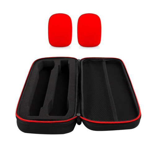 Wireless Microphone Case Storage Box Double Handheld Mic-Red