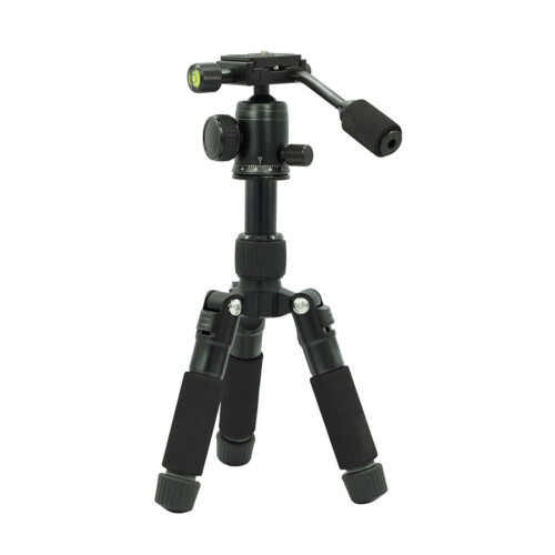 Small Travel Tripod with Adjustable Height for DSLR-Black