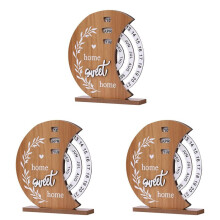 3X Wooden Calendar Home Porch Decoration Office Desktop Decoration Manual Rotating Desk Calendar Sweet House A