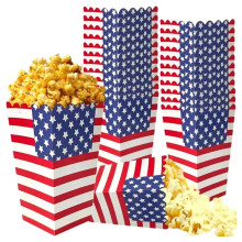 24pcs Independence Day Cookie Bags Candy Treat Bags American Flag Star Stripe Buffet Snack Bags 4th of July Partys A