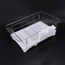 Stainless Steel Dish Drainer Drying Rack With 3-Piece Set Removable Rust Proof Utensil Holde For Kitchen Counter Storage Rack White
