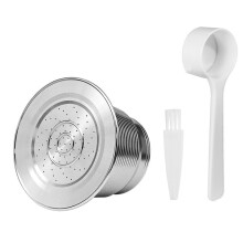 Refillable Stainless Steel Coffee Capsule,Italian Stainless Steel Coffee Capsule Filter Cup,Powder Filler with Cover B