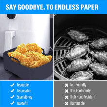 4Pcs Silicone Pot for Air Fryer Reusable Silicone Air Fryer Liner Foldable Basket Air Fryer Rack with Handles Black