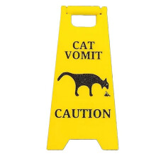 Cat Vomit Warning Sign Decoration, Fun Gift for Cat Lovers, Suitable for Desk and Office Use A