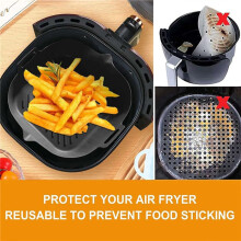 4x Air Fryer Silicone Pot with Handle, 8.6 Inch Reusable Air Fryer Liners Heat Resistant Non-Stick,Black