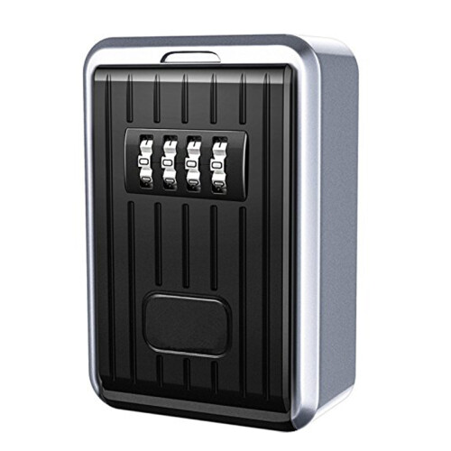Lock Box 4 Digit Combination Waterproof Box Aluminum Alloy Weather Resistant Key Hider with Resettable Code Key Storage Wall Mounted