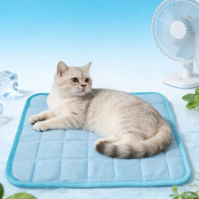 (Blue, M 65*50CM) Koelkussen Zomermat Huisdierkoeling Ijskussen Kat Hondenbed Ademende koele mat Krasbestendig slaapkussen