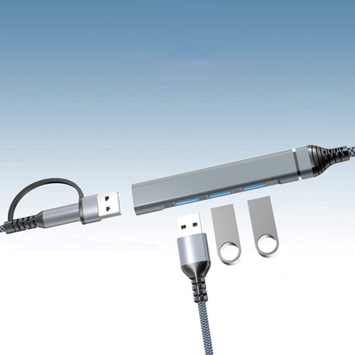 USB Multi-Port Adapter Hub, Computer Laptop Data Hub with Multiple USB Connectors (Silver) 2