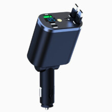 Stjernehimmel top cigarettænder opladningshoved til bil 120W mobiltelefon super hurtig opladning biloplader et-til-to udtrækkeligt kabe_m