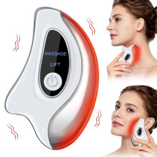 (WHITE) Electric Gua Sha Scraper Hot Compress Vibration Face Lifting Massager Neck Skin Tightening Double Chin Remove Skin Care Tools
