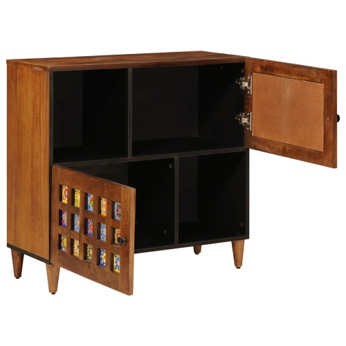 VidaXL vidaXL Sideboard with Storage Walnut 80 x 33 x 75 cm Solid Mango Wood 1