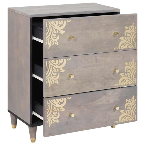 VidaXL vidaXL Sideboard Grey and Gold 60 x 33 x 75 cm Solid Mango Wood 1