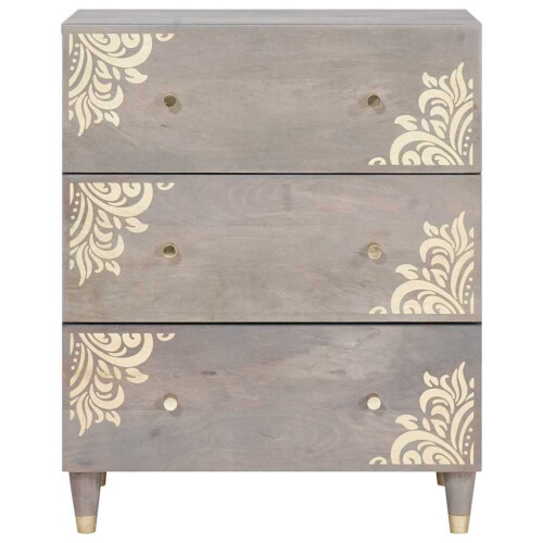 VidaXL vidaXL Sideboard Grey and Gold 60 x 33 x 75 cm Solid Mango Wood 2