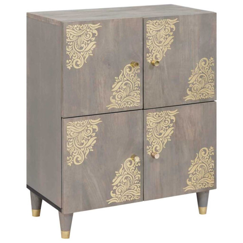 VidaXL vidaXL Sideboard Grey and Gold 60 x 33 x 75 cm Solid Mango Wood 1