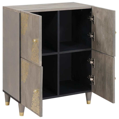 VidaXL vidaXL Sideboard Grey and Gold 60 x 33 x 75 cm Solid Mango Wood 2